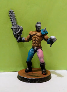 Check out those pecks! Skin painted front