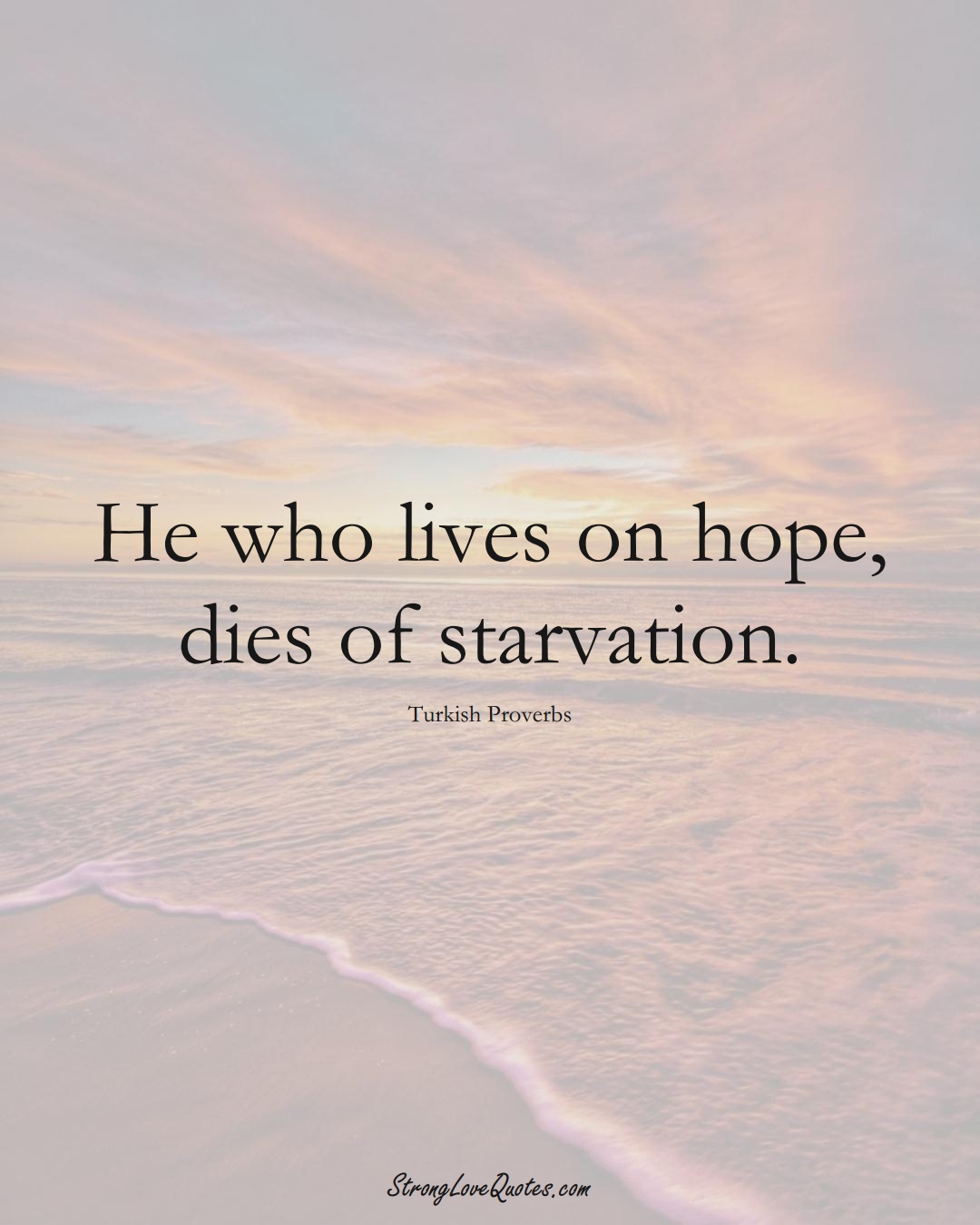 He who lives on hope, dies of starvation. (Turkish Sayings);  #MiddleEasternSayings