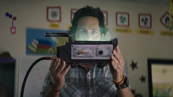 Gary Grooberson (Paul Rudd) stares at a ghost trap in GHOSTBUSTERS: AFTERLIFE.
