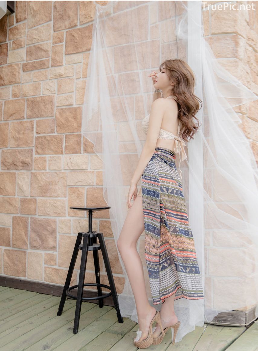 Korean model and fashion - Yoo Gyeong - In front of Brick Wall - Beachwear fashion