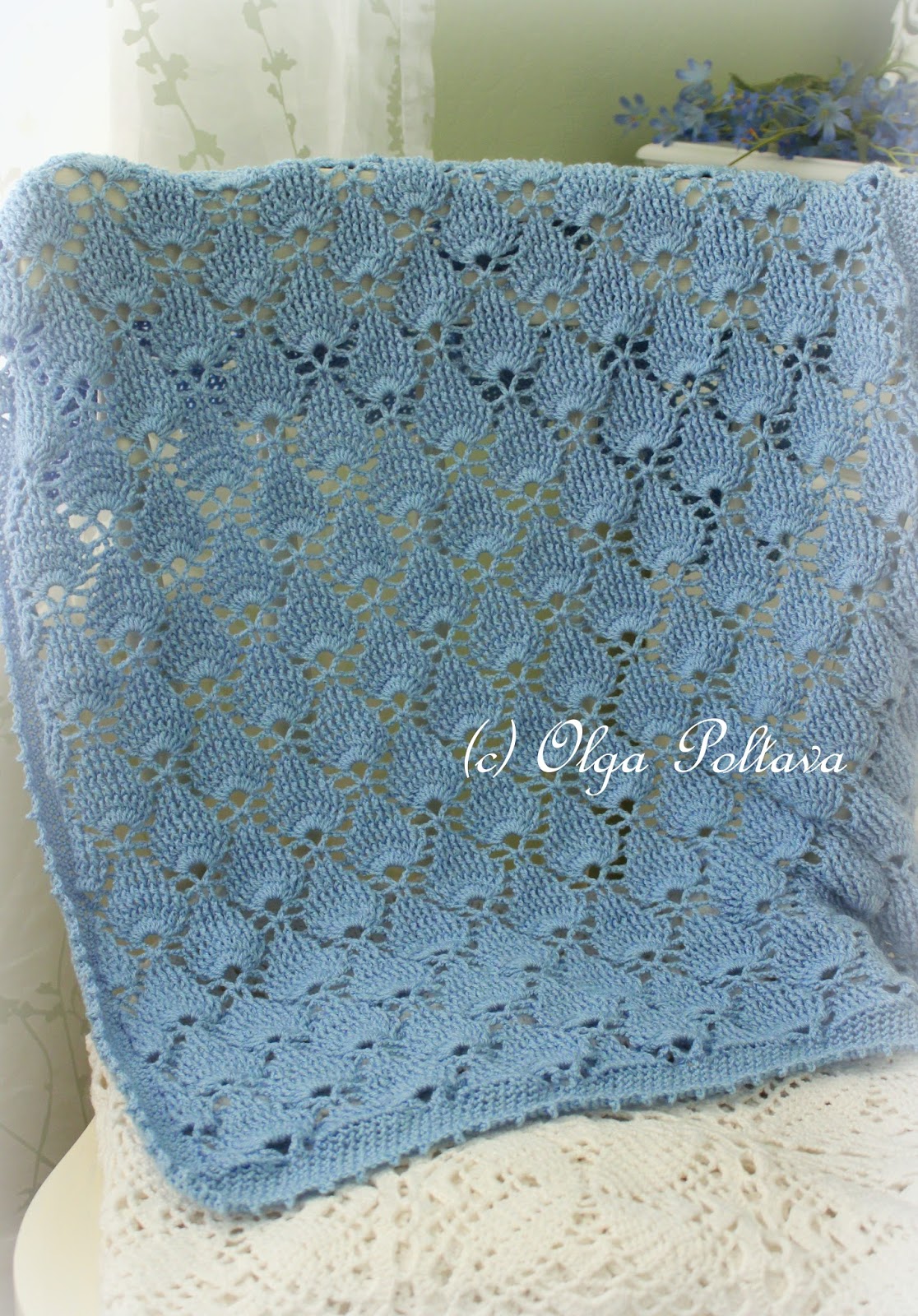 Lacy Crochet Blue Lace Baby Blanket