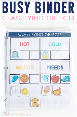 classifying objects busy binder activity