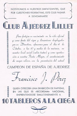 Cartel anuncio de las simultáneas de Francisco José Pérez