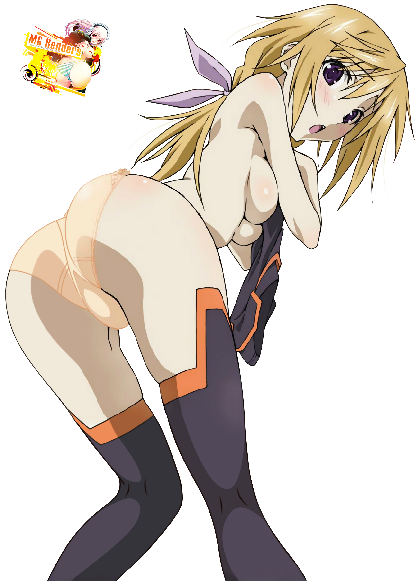 Ass,Charlotte Dunois,Infinite Stratos,Large Breasts,No bra,Render.