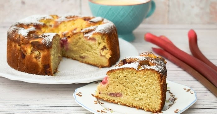 Oat Flour Rhubarb and Custard Cake