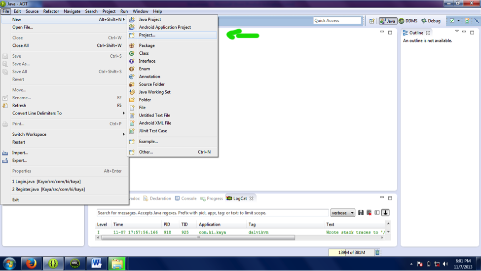 How to open existing project in Android (Eclipse)