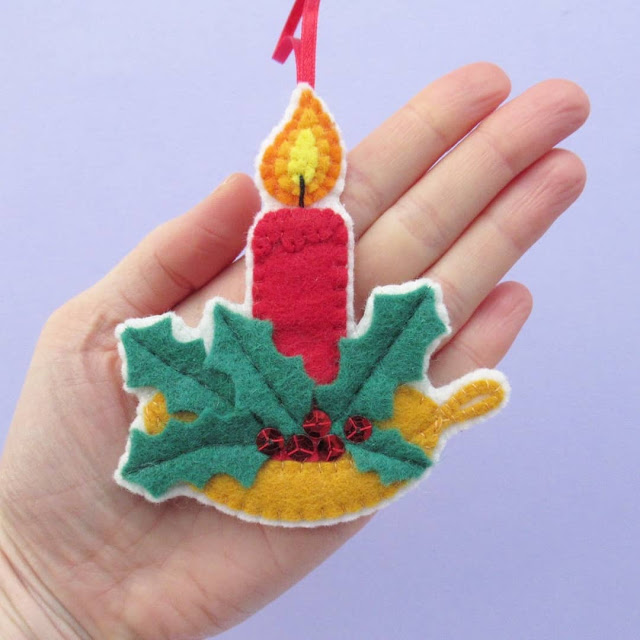 Bugs and Fishes by Lupin Free Felt Christmas Candle Ornament