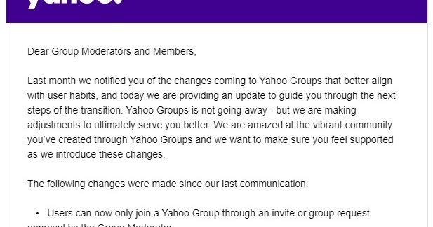 Yahoo removes Yahoo groups\