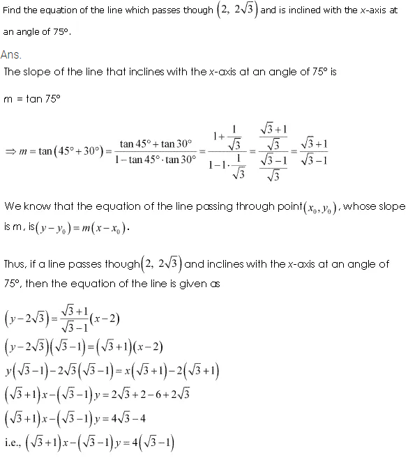 NCERT Maths Solutions Class 11th Chapter 10 Straight Lines Exercise 10.2