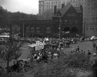 Dairy farmers in a parade, 1950, Pittsburgh