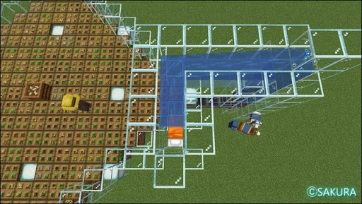 Minecraft 自動小麦農場　水流式アイテムエレベーターの水路