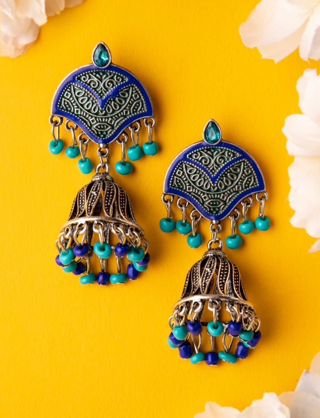 Colorful silver earrings