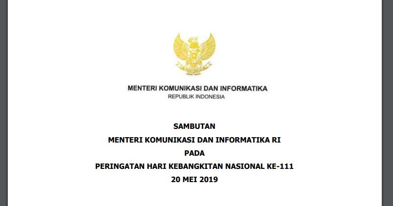 Naskah Pidato Sambutan Peringatan Hari Kebangkitan Nasional Ke 111 Tahun 2019 Widoajiwibowo Info