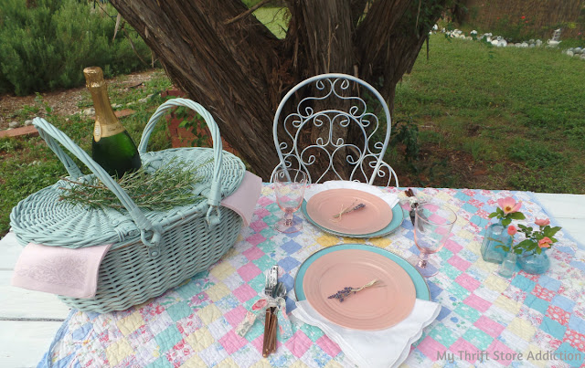 romantic vintage picnic tablescape