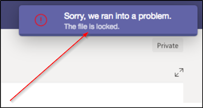 MicrosoftTeamsでファイルがロックされているというエラー