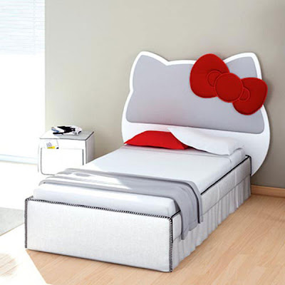 Hello Kitty modern white bed design