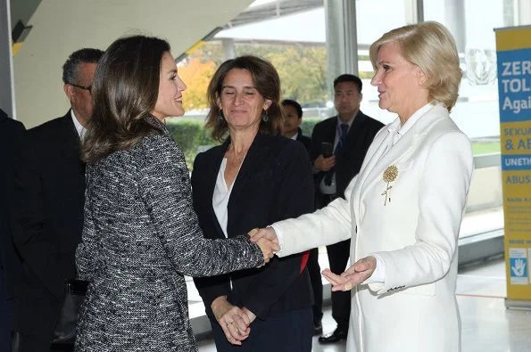 Queen Letizia wore wool blend long belted double breasted coat,and black blazer, Adolfo Dominguez long boots