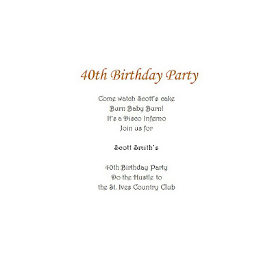 40th Birthday Invitations Wording