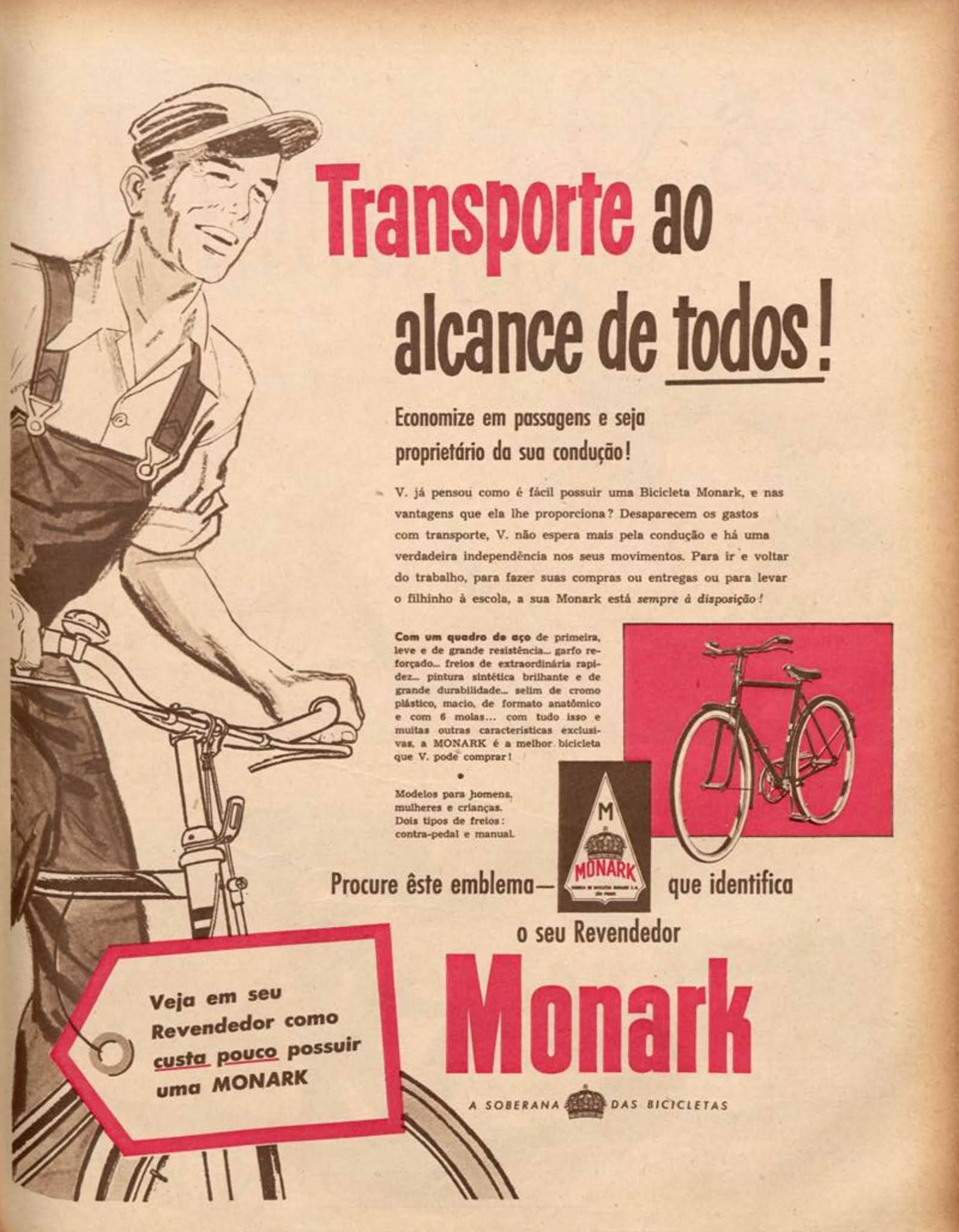 Anúncio antigo das bicicletas Monark veiculadas em 1956