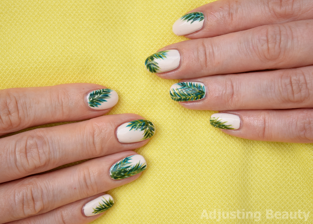 Green Palm Leaf Shellac Nails - wide 7