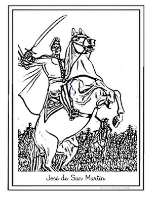 Dibujo de Jose de San Martín a caballo
