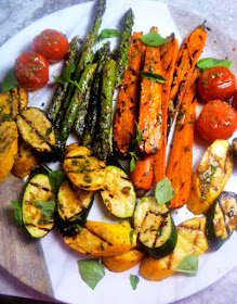Vegetables grilled until caramelized and tender crisp and doused with the most fabulous herb vinaigrette around! - Slice of Southern