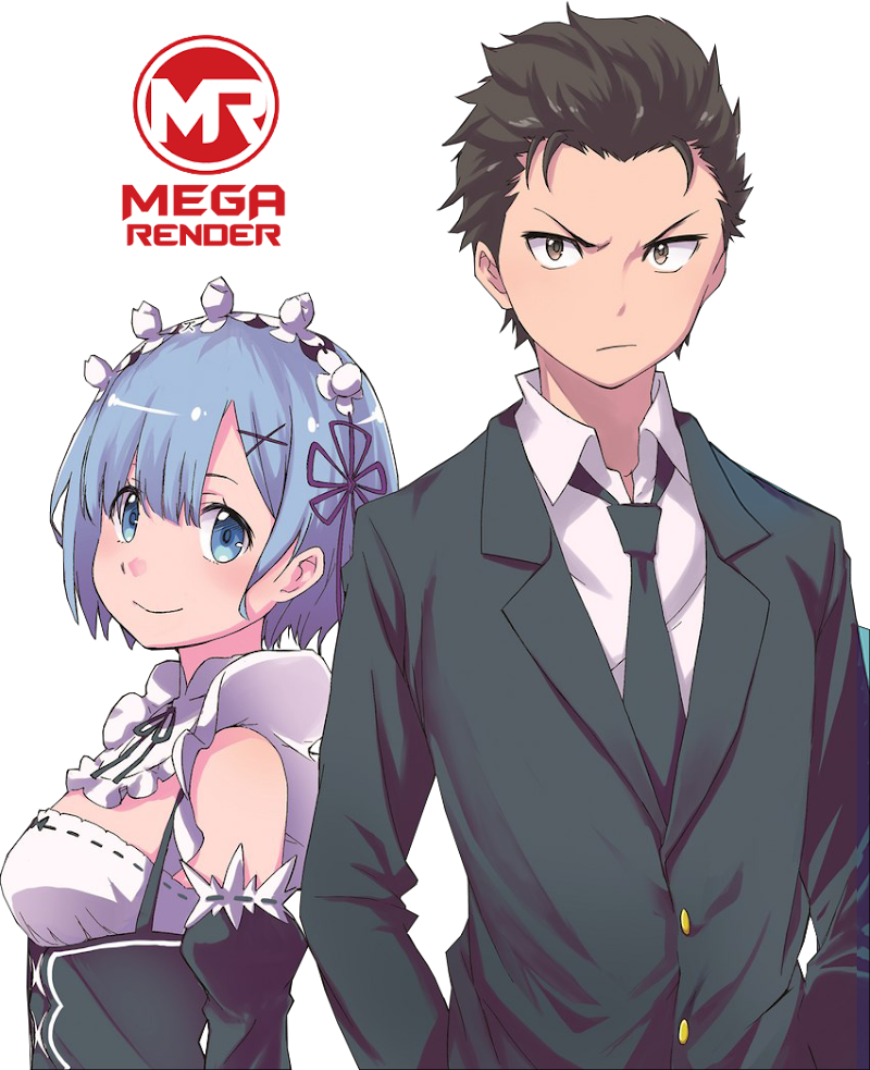 Render ReZero Anime Subaru Natsuki & Rem