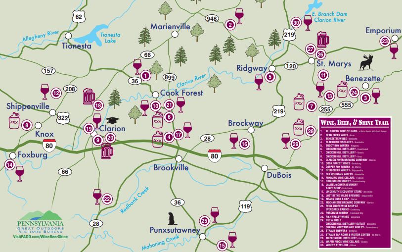Cameron County PA News New Wine, Beer, & Shine Tasting Trail Includes