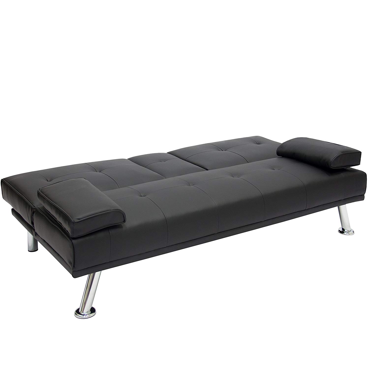 Modern Faux Leather Futon Sofa Bed with ChromeMetal Legs best