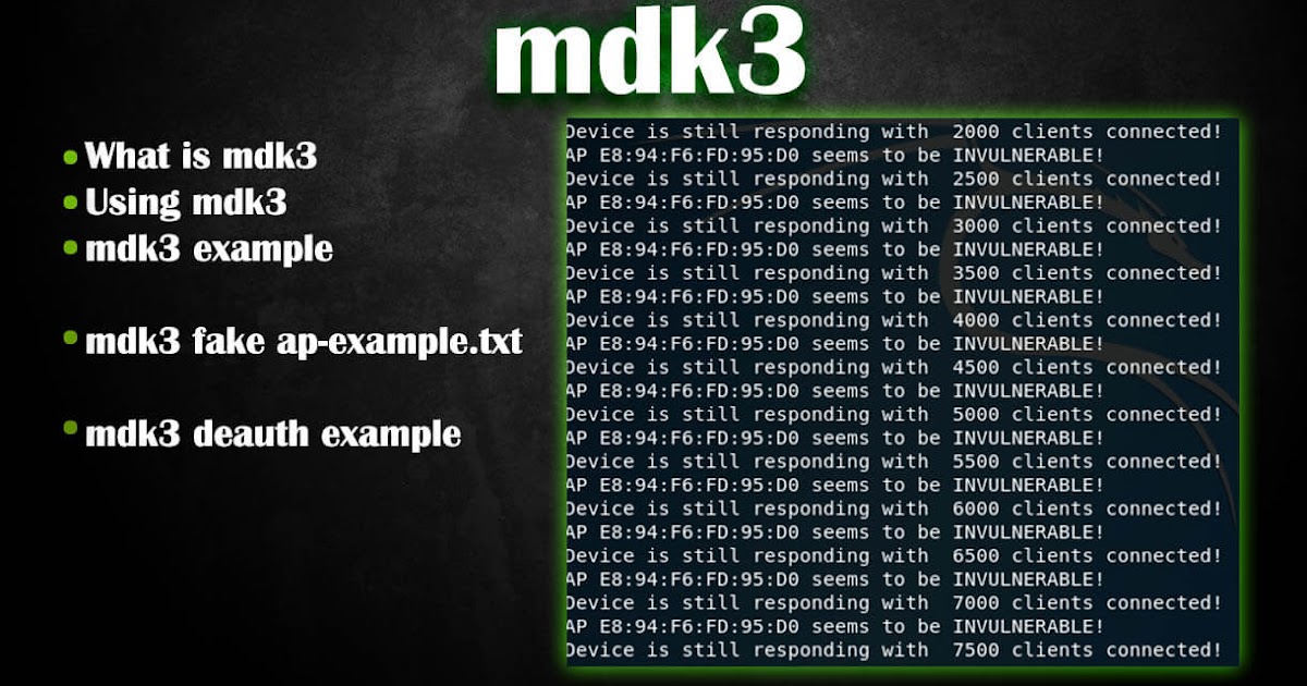 mdk3 examples & Tutorial KaliTut