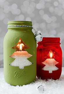 Decoração de Natal sem gastar muito: potes decorados/luminárias no pote