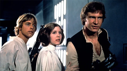 Luke, Leia y Han de La Guerra de las Galaxias