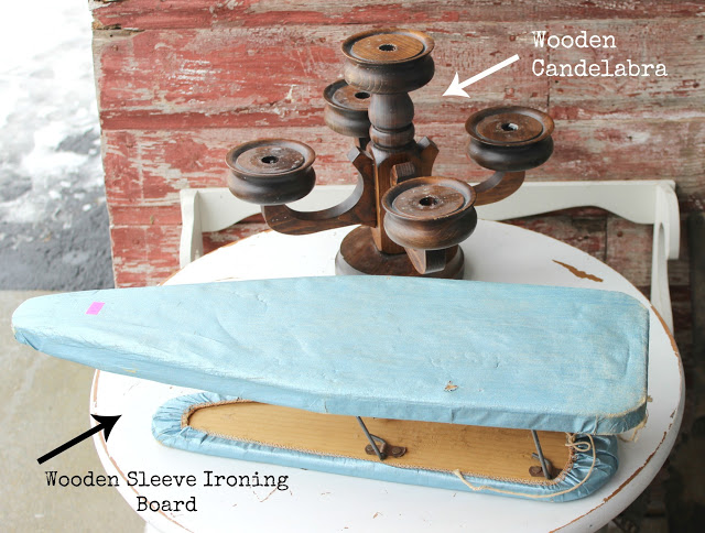 Rummage Sale Sleeve Ironing Board Re-Purposed As Trestle Style Display  Shelf - Organized Clutter