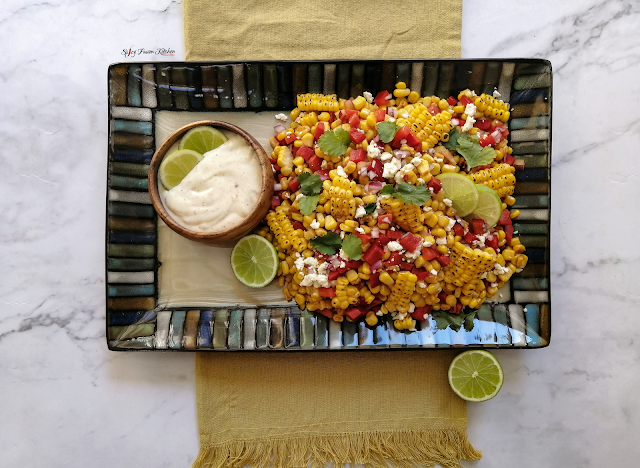 Mexican Corn Salad with Mexican Crema, Mexican street style corn salad, Mexican Crema, corn salad, salad, Mexican, street style food, braai, bbq, taco, wrap, food, recipe, food blogger, food flatlay, spicy fusion kitchen, salad recipe, food photography, food blogger, food blog, pinterest food,