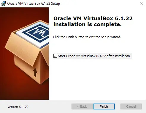 Finish Install Virtualbox