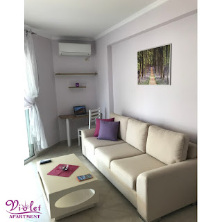 violet apartment, saranda, albania, living room, albanian riviera