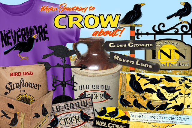 Crow character clipart collection by Annie Lang can only be found at Creative Market