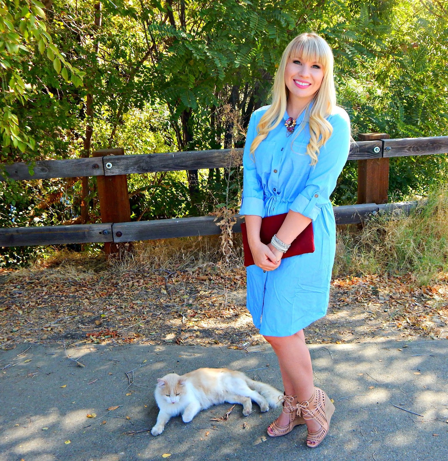 How to Style a Chambray Dress for Fall & Friday Faves Link Up