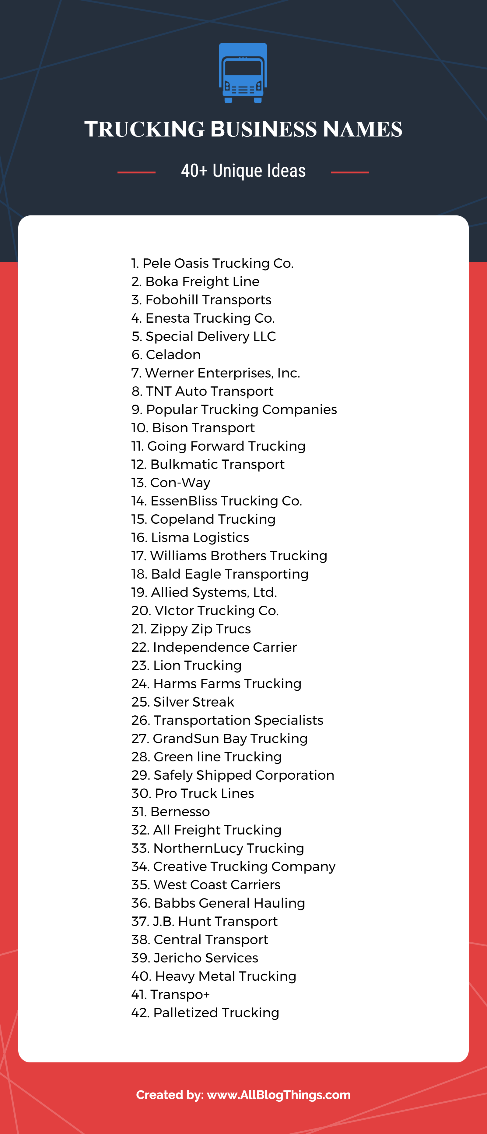 700+ Good Trucking Company Names