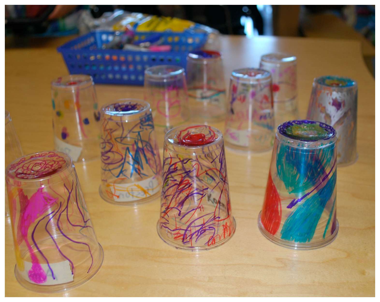 Chihuly art - kindergarten style - rubber boots and elf shoes