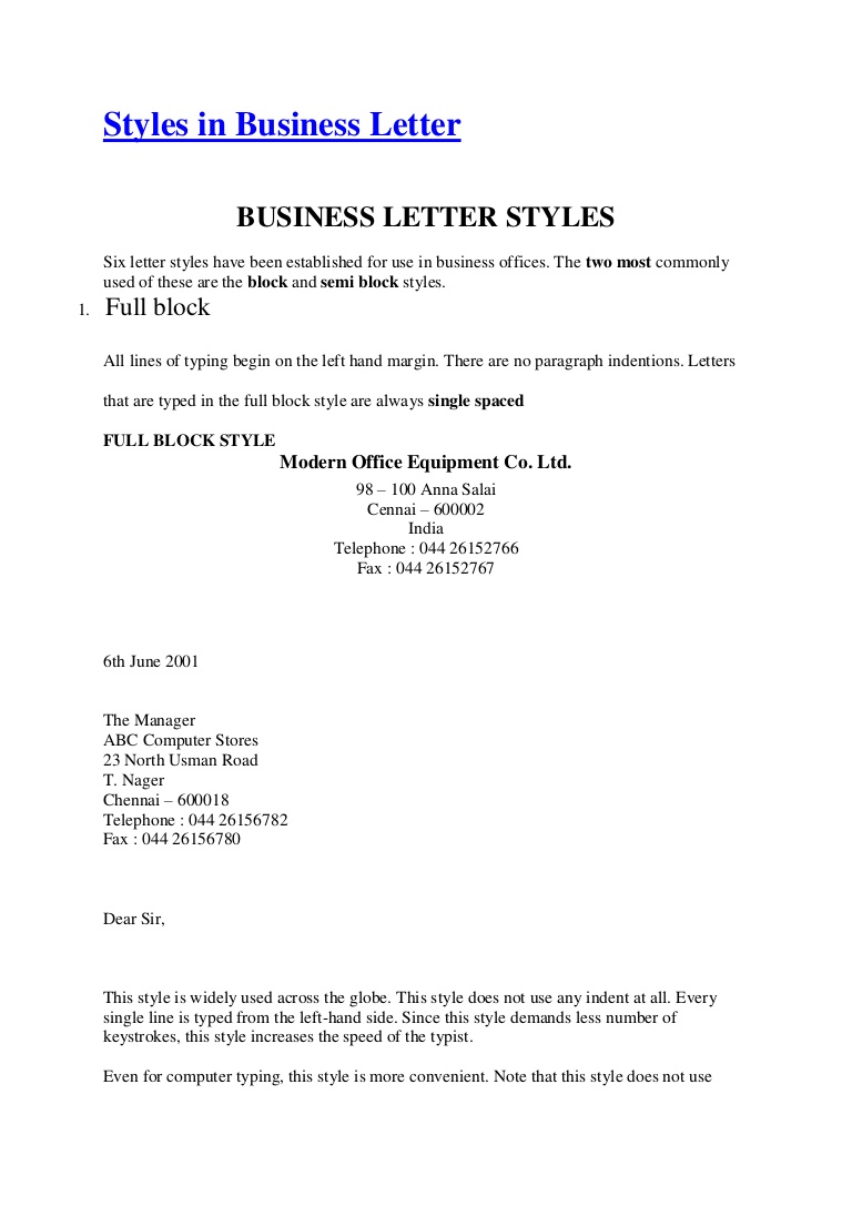 Business Letter Format In India Birthday Letter