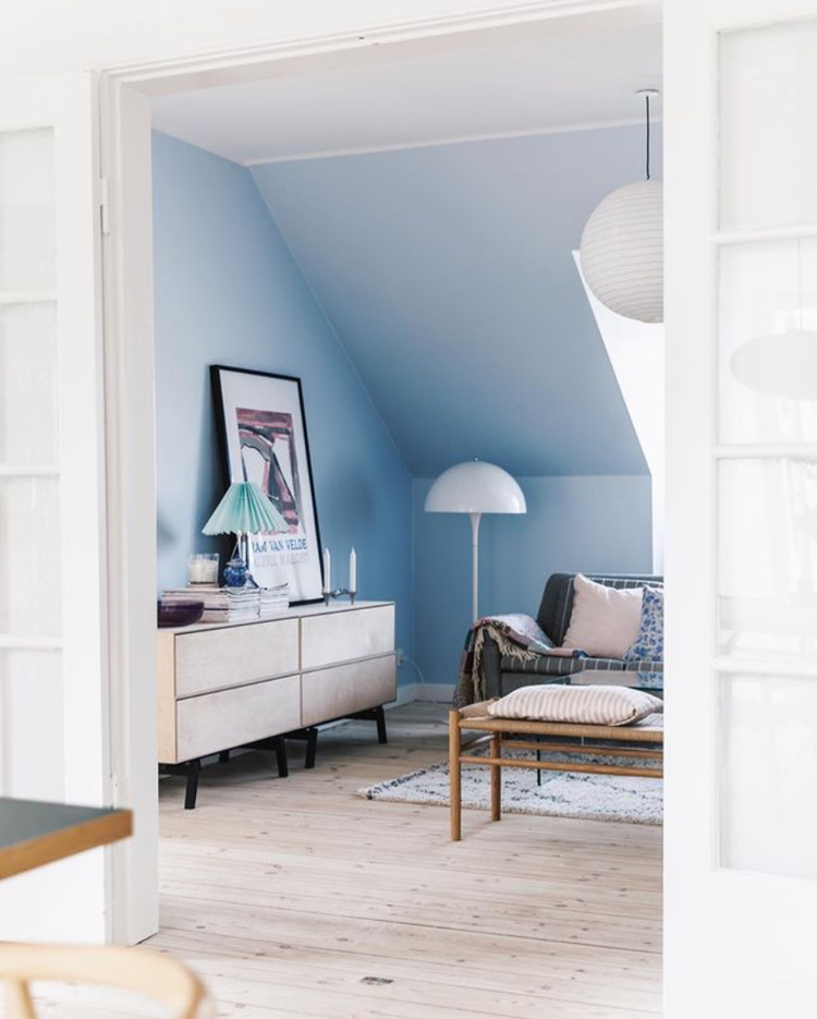 Danish Blues And Spring Pastels in a Danish living Area