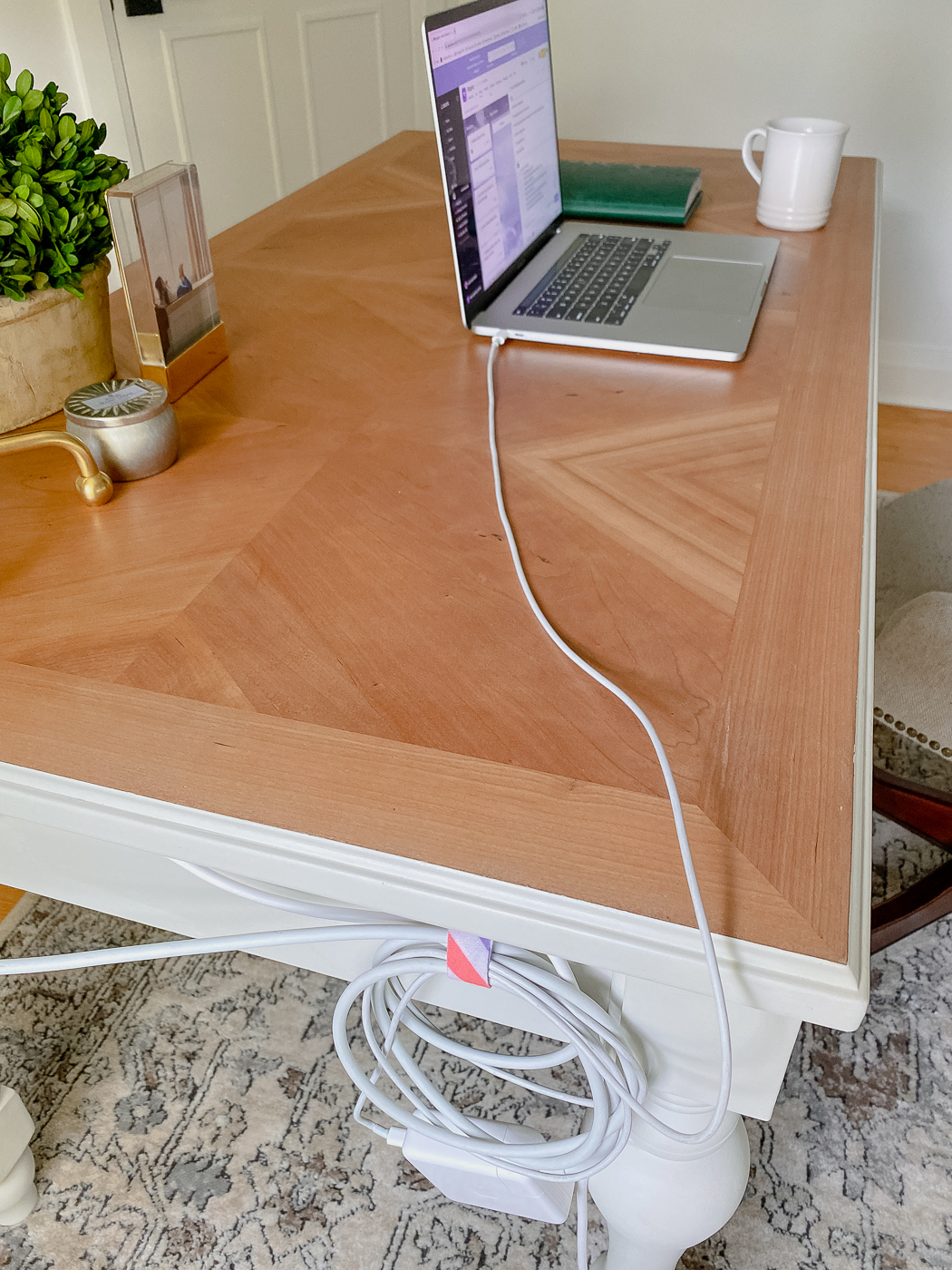 How To Hide Computer Cords In A Home Office - Rambling Renovators