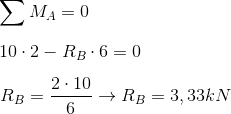 Calculo de reação de apoio equação 01
