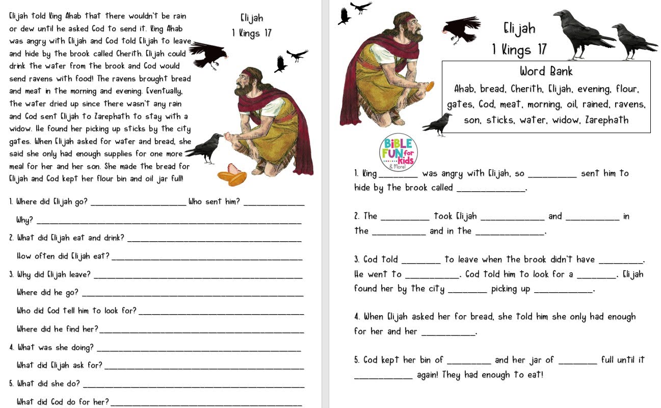 Elijah Fed by Ravens | Bible Fun For Kids