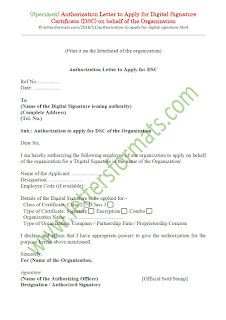 authorization letter format for digital signature authorization letter format for digital signature