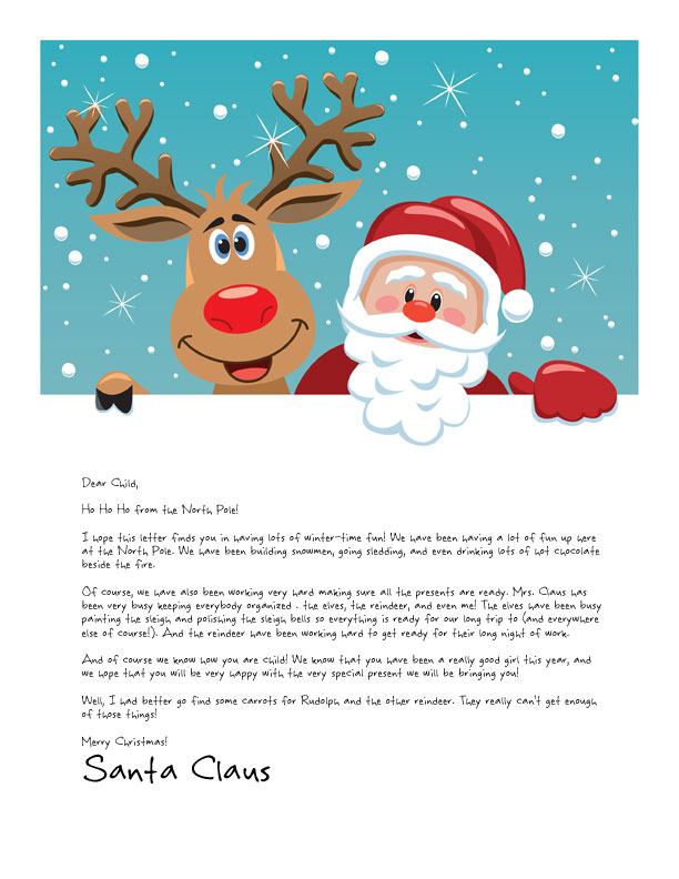 Printable Reply Letters From Santa Free
