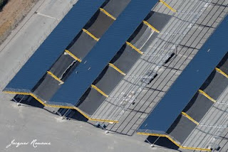 Photo aérienne du chantier de la centrale photovoltaique de Bordeaux