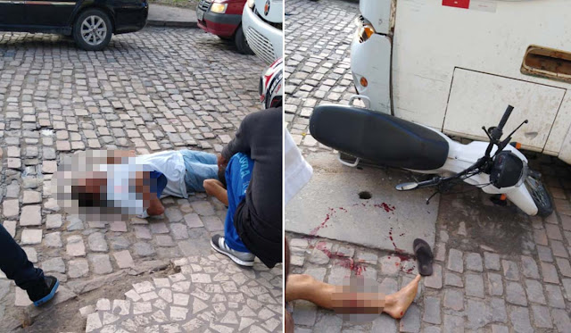 Jacobina: Colisão entre moto e ônibus deixa dois feridos no bairro da Missão