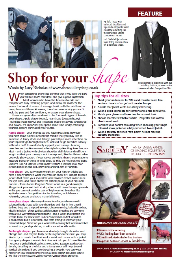 Horse Riding Advice The Saddlery Shop Helps you for your Shape